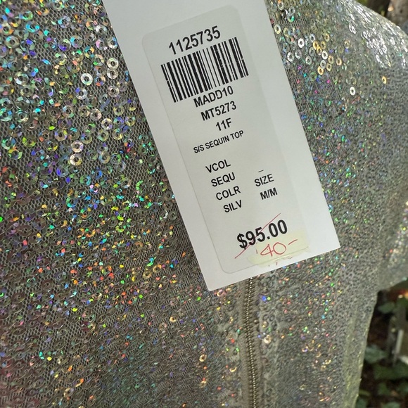 Honey Maddy Silver Sequin Women's Top. Size M. New with tags. - Picture 7 of 8